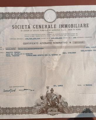Azione Società Generale Immobiliare 1971/1976