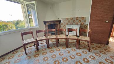 N.6 SEDIE RUSTICHE MODERNE IN LEGNO IMPAGLIATE
