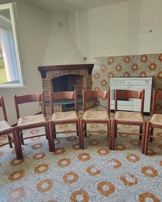 N.6 SEDIE RUSTICHE MODERNE IN LEGNO IMPAGLIATE