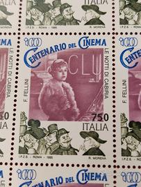 Foglio 50 francobolli centenario del cinema