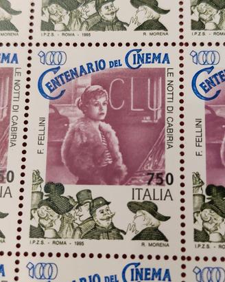 Foglio 50 francobolli centenario del cinema