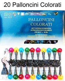 Luci Natale 20 Palloncini Colorati Piselli incand