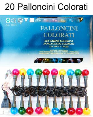 Luci Natale 20 Palloncini Colorati Piselli incand