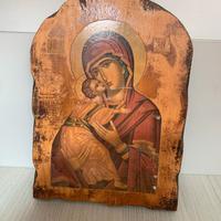 Quadro in legno con icona di Maria col bambino