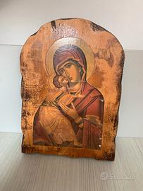 Quadro in legno con icona di Maria col bambino