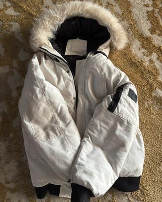 canada goose bianca con peliccia