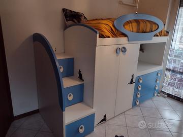 cameretta letto a castello, armadio,  e scrivania