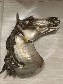 SVUOTATASCHE VINTAGE TESTA DI CAVALLO-metallo arg.