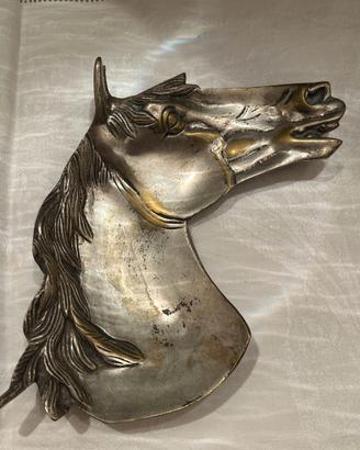 SVUOTATASCHE VINTAGE TESTA DI CAVALLO-metallo arg.