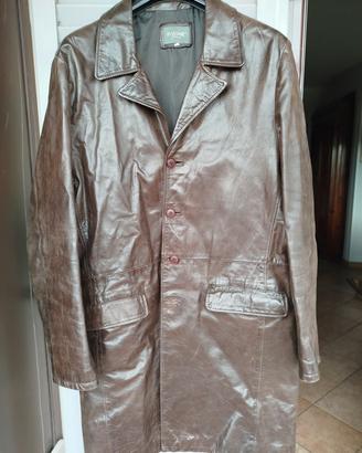 cappotto uomo in pelle marrone tg 54
