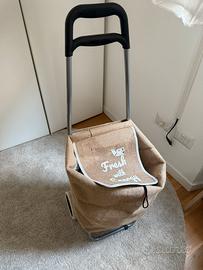 Foldable shopping trolley with jute bag