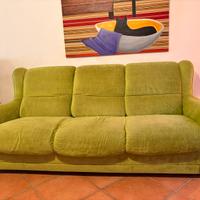 Divano Verde 3 sedute Vintage in velluto