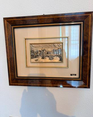Quadro con scultura in argento