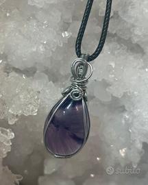 Ciondolo Ametista in tecnica wire