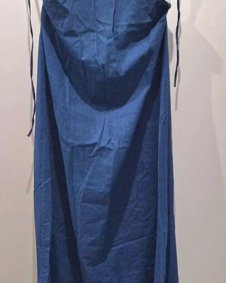Vestito lungo blu in cotone