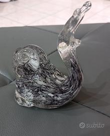 Grande lumaca in vetro di Murano con screziature 