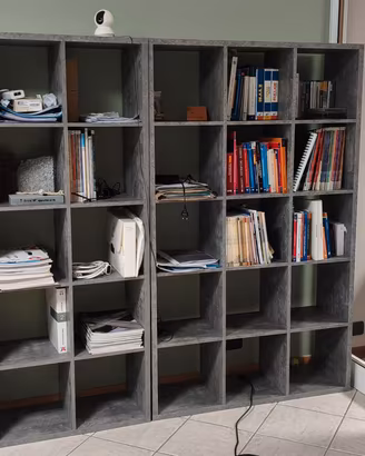 Coppia Librerie 16 Scomparti  - Effetto cemento