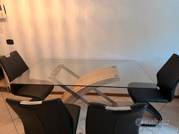 Tavolo in vetro da cucine 90x160 compreso di sedie