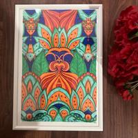 Mandala tribale colorato a mano con cornice