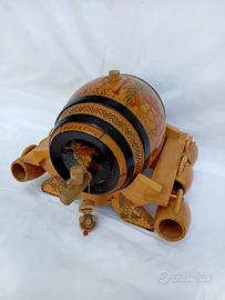 Botte in legno dipinta a mano con 6 tazzine