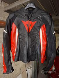 Giacca moto pelle Dainese Avro D1 nero rosso bianc