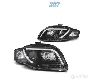 FARI AUDI A4 B7 04-07 LUCE DIURNA A TUBO FONDO NER