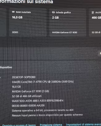 PC Fisso Desktop i7 | 16GB RAM | SSD 512GB Crucia