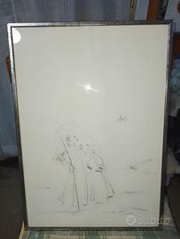 Quadro con disegno a matita di Virginio Ciminaghi