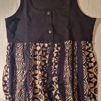 Maglietta donna nera e beige smanicata, taglia M