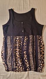 Maglietta donna nera e beige smanicata, taglia M