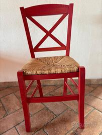 SEDIE ROSSE IMPAGLIATE RUSTICHE