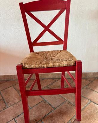 SEDIE ROSSE IMPAGLIATE RUSTICHE