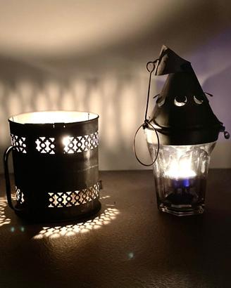 VECCHIA LANTERNA, FORNELLETTO E N.2 PORTACANDELE