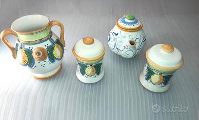 Teiera, Saliera, Zuccheriera Brocca 'Casa Sicilia'