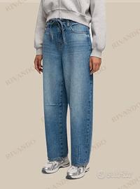 Jeans balloon blu donna con cintura - Terranova