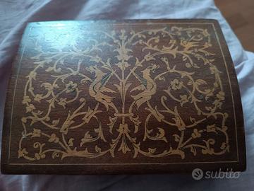 scatola porta gioie legno decorato vintage
