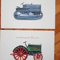 Due stampe trattori fiat su cartoncino