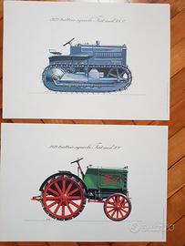 Due stampe trattori fiat su cartoncino
