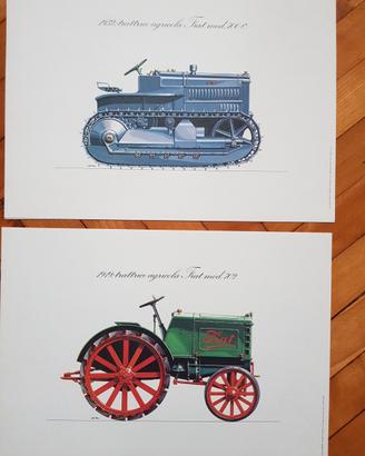 Due stampe trattori fiat su cartoncino