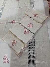 Tovaglia+ 4 canovacci fatta a mano