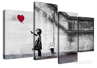 Quadro su tela Banksy 4 pannelli – 130 × 67,5 cm