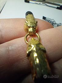 bracciale tigri oro giallo 18kt pelle nera