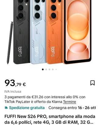 fuffi s26 pro smartphone nuovo