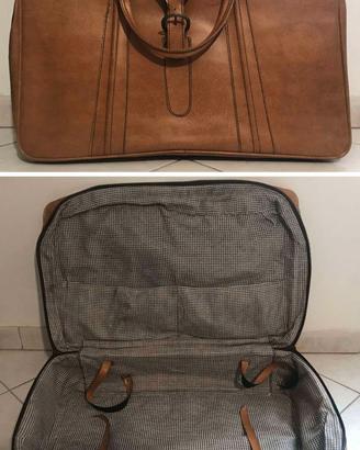 VALIGIA VINTAGE IN PELLE anni '70 Cm. 64x45x13