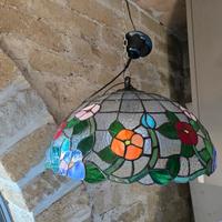 lampadario vetro e madreperla