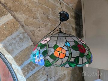 lampadario vetro e madreperla