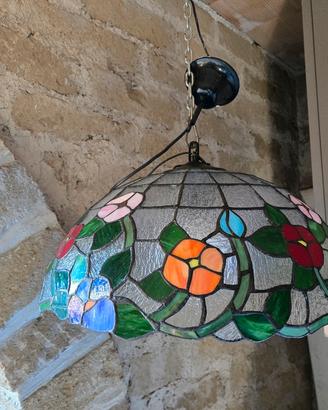 lampadario vetro e madreperla