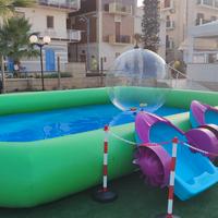 piscina gonfiabile 8x5 con 3 barchette a pedali 
