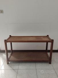Tavolino Bamboo Vimini legno anni 70 epoca 900 Ita