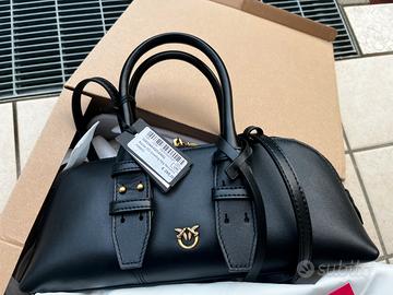 PINKO Borsa bowling escape horizontal nera pelle